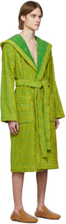 Зелено-желтый банный халат Intreccio Bottega Veneta