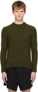 Зеленый свитер с круглым вырезом Raf Simons
