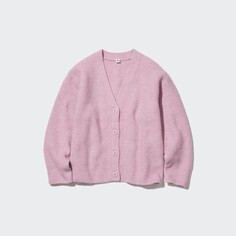 Кардиган для девочек Uniqlo Soufflé Yarn, розовый
