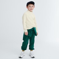 Лонгслив Uniqlo Kids Fleece Ribbed, молочно-белый