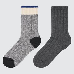 Детские носки HEATTECH Color Block (две пары) Uniqlo, серый