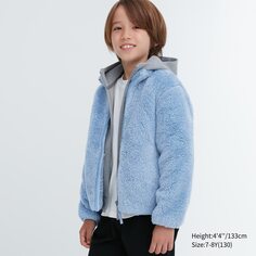 Детская пушистая флисовая куртка на молнии Uniqlo, синий