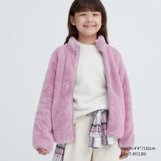 Детская пушистая флисовая куртка на молнии Uniqlo, розовый