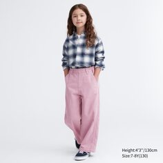 Детские вельветовые широкие брюки прямого кроя Uniqlo, розовый
