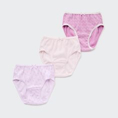 Хлопковые трусы с принтом в форме сердца для девочек (три пары) Uniqlo, розовый