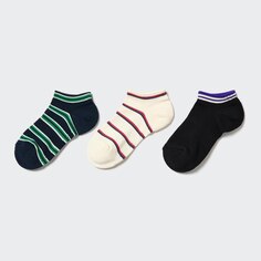Детские короткие носки в полоску (три пары) Uniqlo, темно-синий