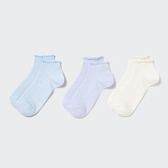 Носки в рубчик для девочек (три пары) Uniqlo, светло-синий