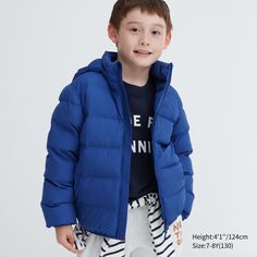 Детская теплая стеганая куртка с капюшоном Uniqlo, синий