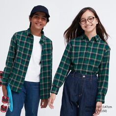 Детская фланелевая рубашка в клетку Uniqlo, зеленый