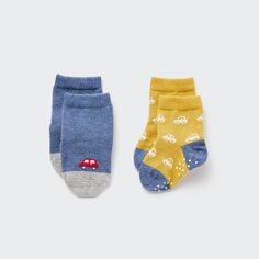 Детские нескользящие носки (две пары) Uniqlo, синий