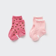 Детские нескользящие носки (две пары) Uniqlo, розовый