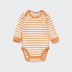 Боди с длинными рукавами для новорожденных Uniqlo, оранжевый