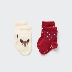 Детские нескользящие носки (две пары) Uniqlo, красный
