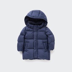 Объемное пуховое пальто для малышей Uniqlo, темно-синий