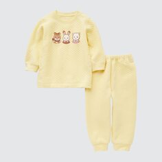 Стеганая пижама UT для малышей «Мои любимые игрушки» Uniqlo, желтый