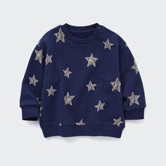 Флисовый пуловер со звездами для малышей Uniqlo, темно-синий