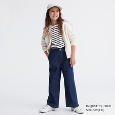 Детские широкие прямые джинсы Uniqlo, синий
