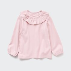 Рубашка с круглым вырезом и длинными рукавами для малышей Uniqlo, розовый