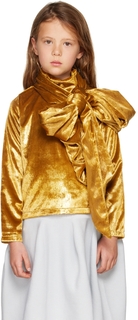 Детская золотая блестящая блузка с бантом CRLNBSMNS