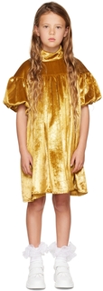 Детское блестящее платье золотого цвета со сборками CRLNBSMNS