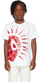 Детская белая футболка с изображением Человека-паука Moncler Enfant