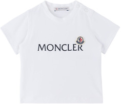 Детская белая футболка с логотипом Moncler Enfant