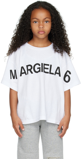 Детская белая футболка с принтом MM6 Maison Margiela
