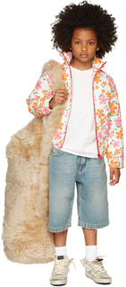 Детская белая пуховая куртка с цветочным принтом ERL