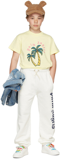 Детские белые классические брюки с логотипом Palm Angels