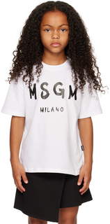 Детская белая футболка с логотипом MSGM Kids