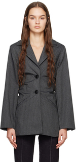 Серый пиджак с драпировкой GANNI