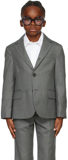 Детский серый однобортный пиджак Thom Browne