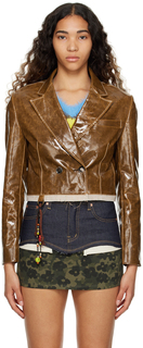 Коричневый пиджак из искусственной кожи Uliana Andersson Bell