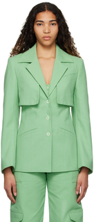 Зеленый пиджак с отворотами GANNI