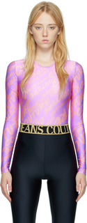 Фиолетовое боди с принтом Versace Jeans Couture