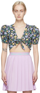 Разноцветная блуза с завязками спереди Versace Jeans Couture