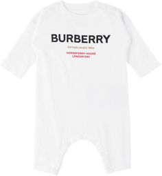 Белое боди для малышей Horseferry Burberry