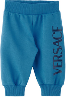 Детские синие брюки для отдыха с принтом и логотипом Versace