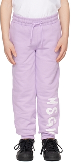 Детские фиолетовые спортивные штаны с принтом MSGM Kids