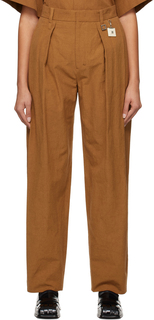 Светло-коричневые брюки со складками Wooyoungmi