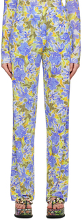 Синие брюки с цветочным принтом Dries Van Noten