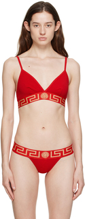 Красный бюстгальтер с каймой Greca Versace Underwear