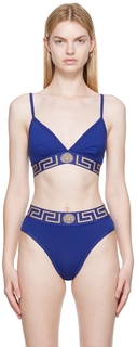 Синий - Бралетт с каймой Greca Versace Underwear