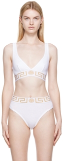 Белый - Бралетт с каймой Greca Versace Underwear
