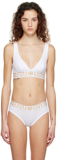 Белый бюстгальтер с каймой Greca Versace Underwear
