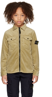 Детская бежевая рубашка с нашивками Stone Island Junior