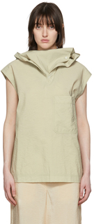 Хлопковая блузка цвета хаки LEMAIRE