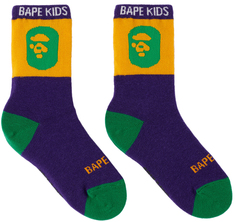 Детские фиолетовые носки с головой обезьяны BAPE