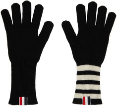 Черные кашемировые перчатки с четырьмя полосками Thom Browne