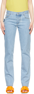 Синие отбеленные прямые джинсы Bottega Veneta